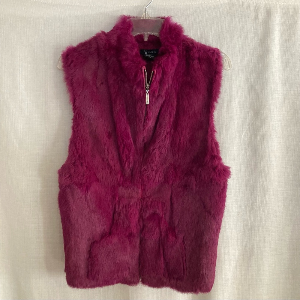 Sisters Magenta Fuchsia Rabbit Fur Wool Vest Women’s XL